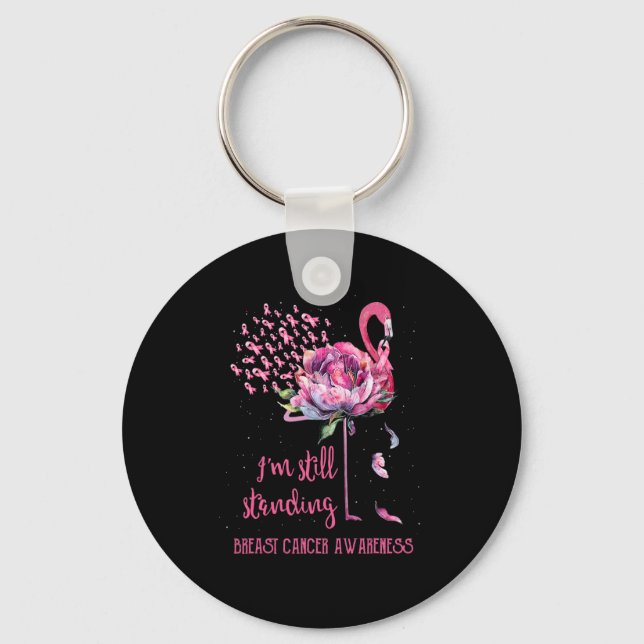 Chaveiro Cancer de peito Eu ainda estou de pé Flamingo Ribb (Frente)