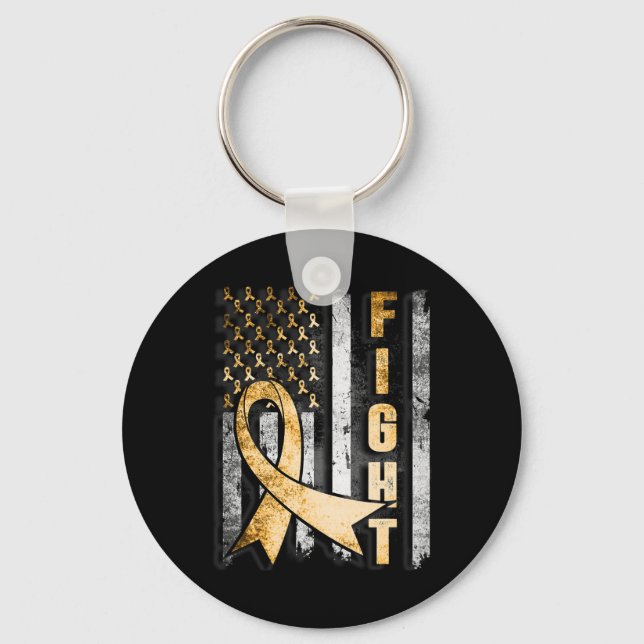 Chaveiro Cancer infantil Sensibilização Guerreira dos EUA (Frente)