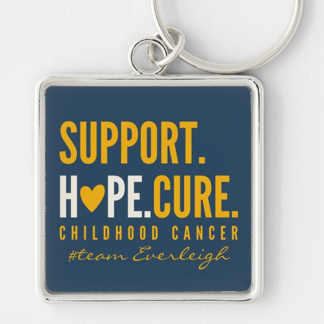 Chaveiro cancer infantil suporta esperança Nome personaliza (Frente)
