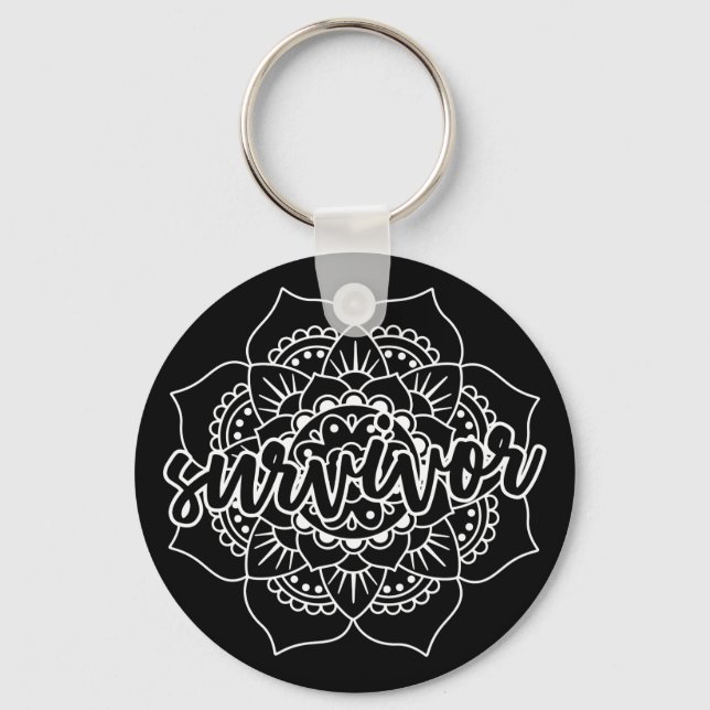 Chaveiro Cancer Survivor Mandala in White (Frente)