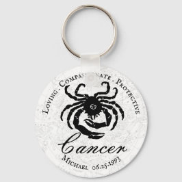Chaveiro Cancer Zodiac Astrologia Traços Pretos Branco Pers