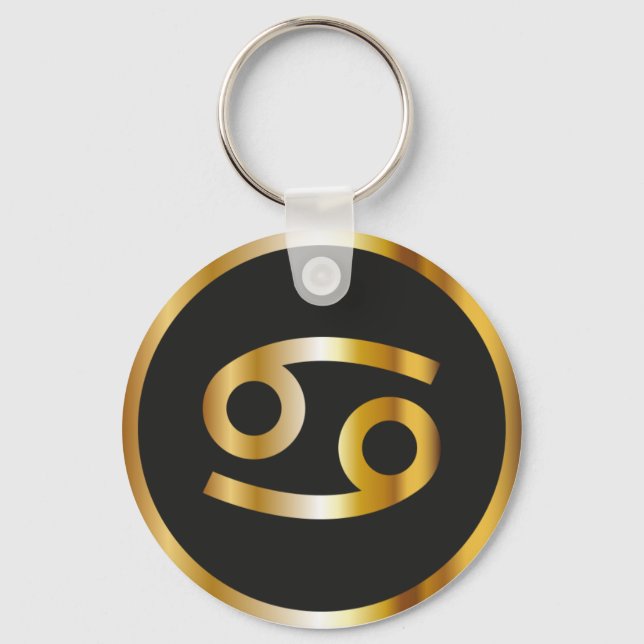 Chaveiro Cancer Zodiac Sign, Black & Gold Keychain (Frente)
