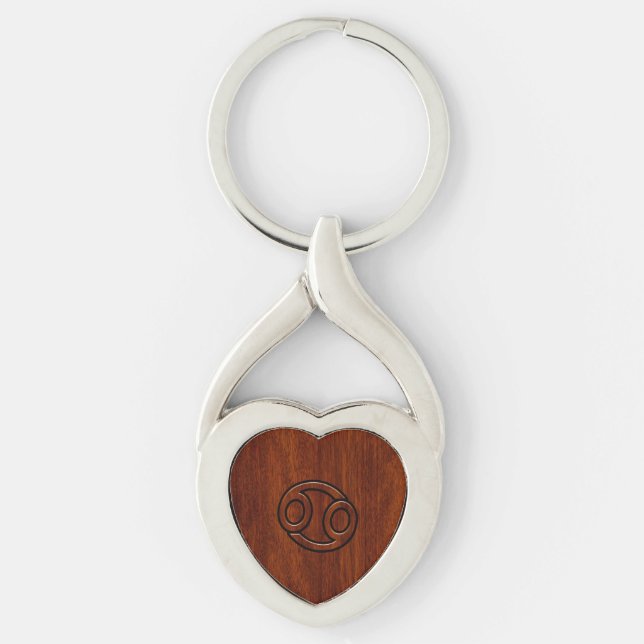 Chaveiro Cancer Zodiac Symbol on Mahogany Style (Frente)