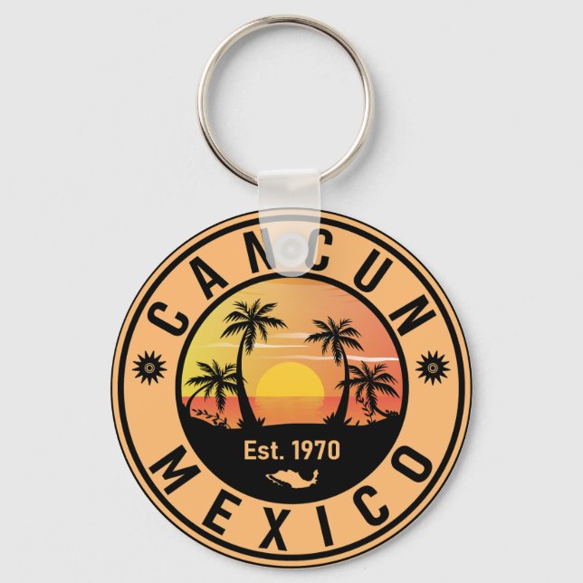 Chaveiro Cancun Palm Tree Retro 80s Placa Mexicana (Frente)