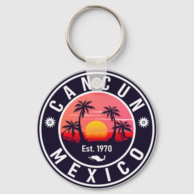 Chaveiro Cancun Palm Tree Retro 80s Placa Mexicana (Frente)