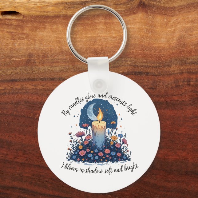 Chaveiro Candle & Flores Sob a Arte Celestial da Lua (Frente)