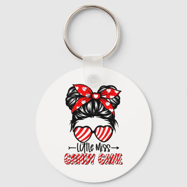 Chaveiro Candy Cane Messy Bun Girl Christmas Xmas Holiday G (Frente)