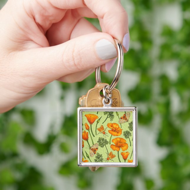 Chaveiro Canecas da Califórnia e mariposas no orvalho (Mão)