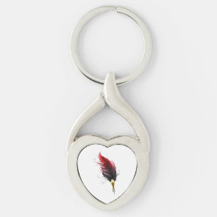 Chaveiro Caneta pena vermelha com ponta de ouro