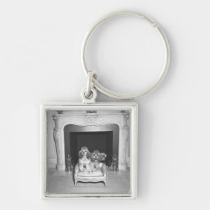 Chaveiro Caniches diminutas que sentam-se na frente da