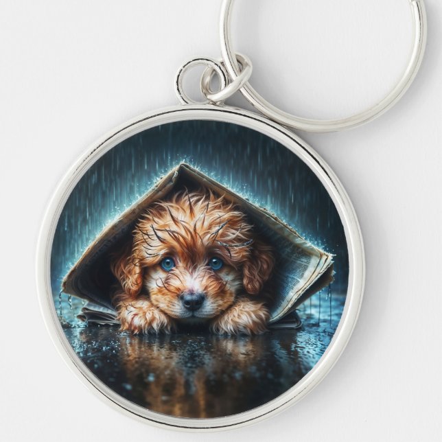 Chaveiro Canino úmido e coração em tempo tempestuoso (Frente)