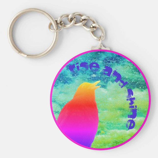 Chaveiro Cantando o Pássaro Arco-Íris com seu texto (Frente)