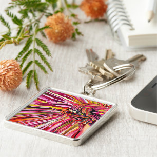 Chaveiro Canvas de poster de flores de aquarelas de crisânt