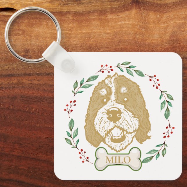 Chaveiro Cão Bernedoodle Personalizado (Frente)