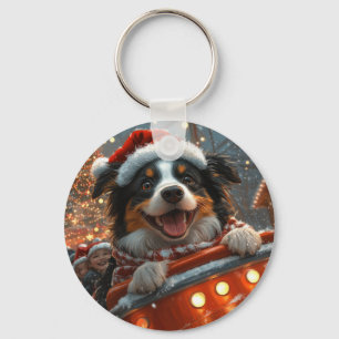 Chaveiro Cão Border Collie Montanha-russa Natal