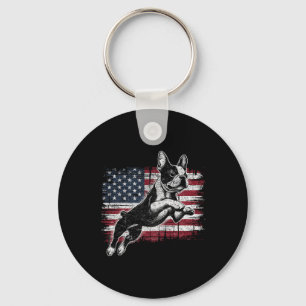 Chaveiro Cão Boston Terrier Bandeira Americana 4 De Julho P