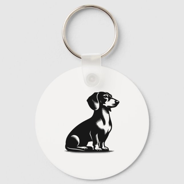 Chaveiro Cão Caçador Clássico Cópia de Desenho de Dachshund (Frente)