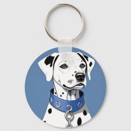 Chaveiro Cão Dalmata Usando uma Coleira Azul