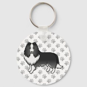 Chaveiro Cão-de-bi-Black Shetland Sheepdog Sheltie
