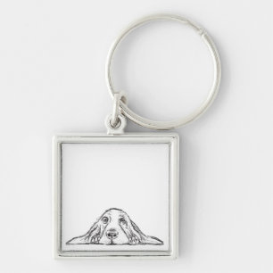 Chaveiro cão de caça preto-de-cão branco 