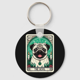 Chaveiro Cão de Cartão de Tarot O Diabo Satânico Goth Hallo