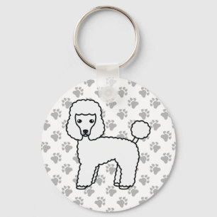 Chaveiro Cão de Cartoon Branco de Poodle