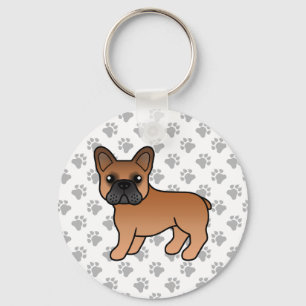 Chaveiro Cão-de-Cartoon Vermelho Francês Bulldog