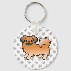 Chaveiro Cão de Cartoon Vermelho Sable Tibetano Spaniel