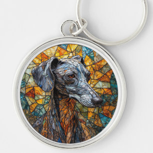 Chaveiro Cão de Greyhound Italiano Arte de Vidro
