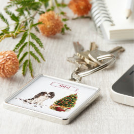 Chaveiro Cão de Natal Engraçado pelo Rei Tricolorido Charle