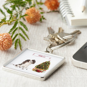 Chaveiro Cão de Natal Engraçado pelo Rei Tricolorido Charle