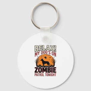 Chaveiro Cão de patrulha zumbi Desenho de gravura vintage d