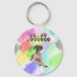 Chaveiro Cão Dogue Alemão Desejando Feliz Ano Novo