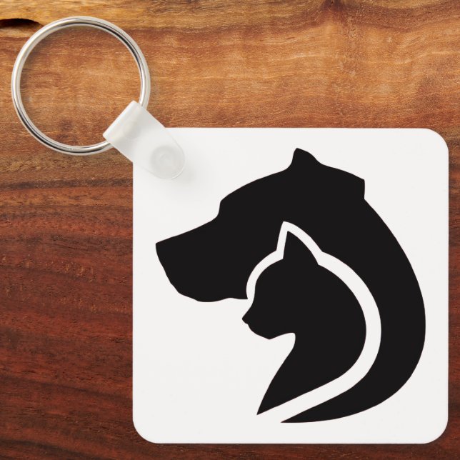 Chaveiro Cão e Gato Pretos e Brancos (Frente)