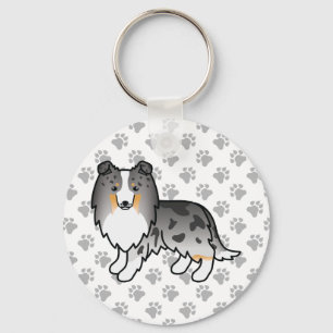 Chaveiro Cão e patas de cartografia de Sheepdog Blue Merle
