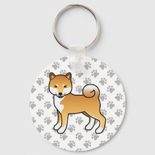 Chaveiro Cão e patas de cartoon lindas Shiba Inu Vermelha