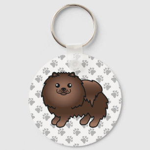 Chaveiro Cão e patas de cartoon marrom-pomeraniana