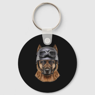 Chaveiro Cão German shepherd, Biker No Capacete De Moto