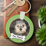 Chaveiro Cão Osso e Bolinhas Foto Pet Frame<br><div class="desc">Adicione a sua foto favorita de filhote e faça uma bela manutenção dos animais de estimação da família.</div>