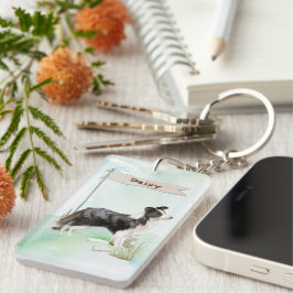 Chaveiro Cão Pet de Collie de Borda de Nome Personalizado