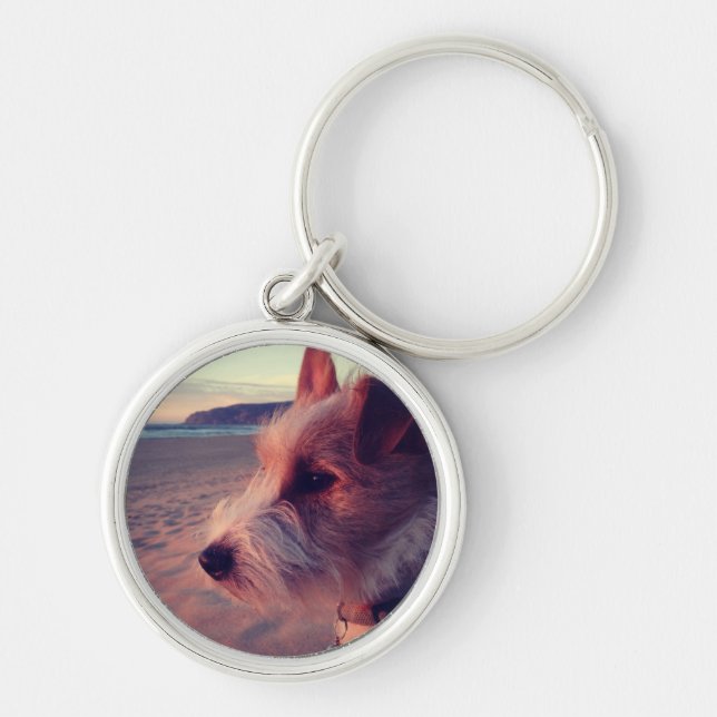 Chaveiro Cão que enfrenta a praia (Frente)