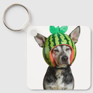 Chaveiro Cão Refrigerado com capacete de melancia