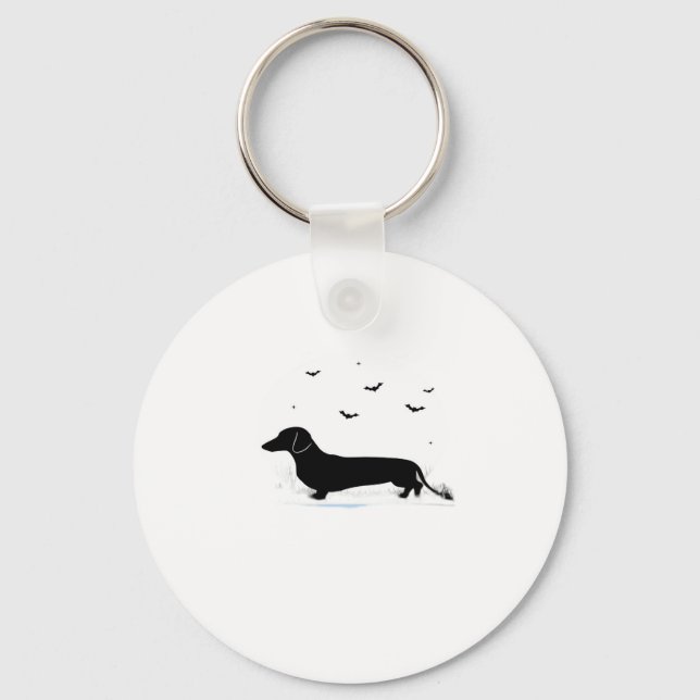 Chaveiro Cão � Silhueta da Lua do Halloween Clássica (Frente)