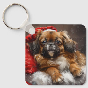 Chaveiro Cão Spaniel Tibetano Natal Festivo