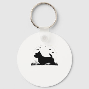 Chaveiro Cão Terrier Skye � Silhueta da Lua de Halloween Cl