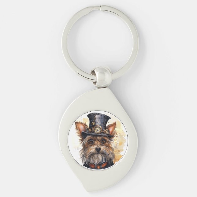 Chaveiro Cão Yorkshire Terrier Steampunk (Frente)
