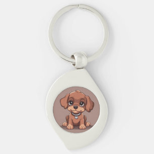 Chaveiro Cãozinho castanho-branco