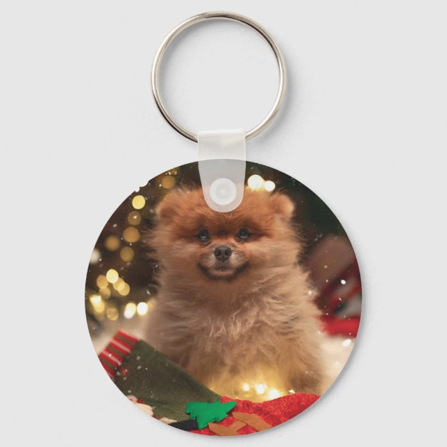 Chaveiro Cãozinho feliz de Natal (Frente)