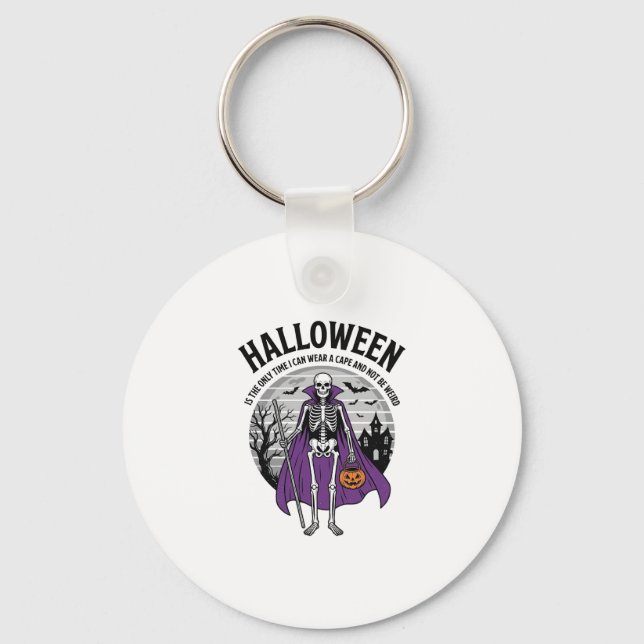 Chaveiro Capa engraçada de Halloween de esqueleto citação d (Frente)