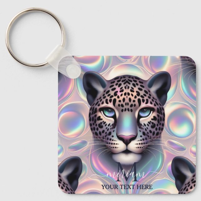Chaveiro Capa Soft Monograma Estampa de Leopardo Opala Femi (Frente)